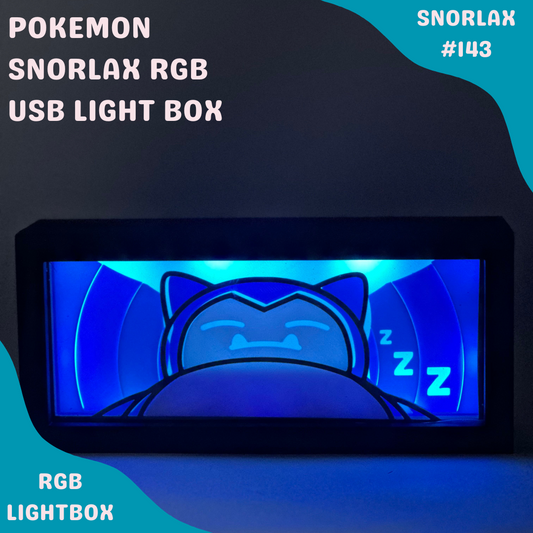 Snorlax RGB Lightbox | LED Pokemon Lamp | Gaming Room Decor | Custom Sleepy Snorlax LED Sign | Geek Anime Night Light | Vintage Pokemon - PokePrinting