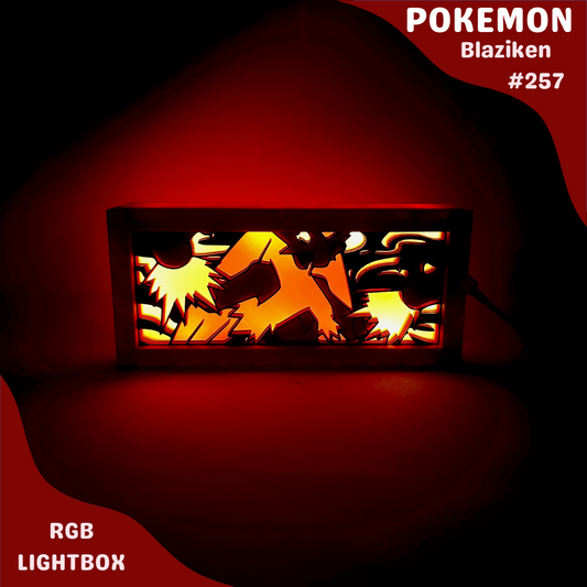 Blaziken RGB LED Lightbox | Fire Pokémon Lamp | Gaming Room Decor | Vintage-Inspired Pokémon LED Night Light | Custom Unique Pokémon Gift