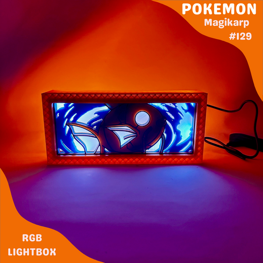 Magikarp RGB LED Lightbox | Water Pokémon Lamp | Gaming Room Decor | Vintage-Inspired Pokémon LED Night Light | Custom Unique Pokémon Gift