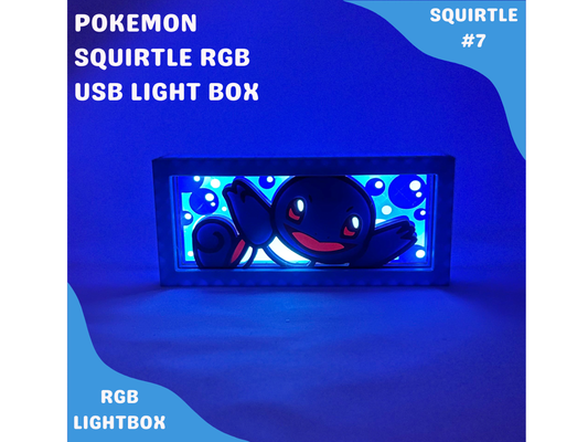 Squirtle RGB Lightbox | LED Pokemon Lamp | Gaming Room Decor | Custom Squirtle LED Sign | Geek Anime Night Light | Vintage Pokemon - PokePrinting