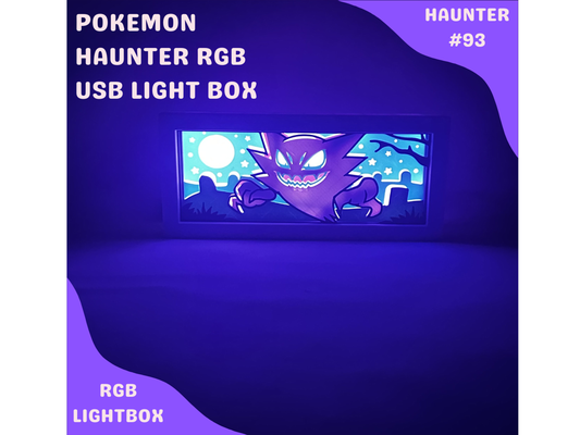 Haunter RGB Lightbox | LED Pokemon Lamp | Gaming Room Decor | Custom Ghost Pokemon LED Sign | Geek Anime Night Light | Vintage Pokemon - PokePrinting