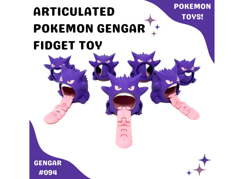 Gengar Fidget Toy | Articulated Pokemon Desk Toy | Pokemon Gift Custom Pokemon Toy | Multi Color 3D Printed Toys | Stress Balls & Desk Toys - PokePrinting