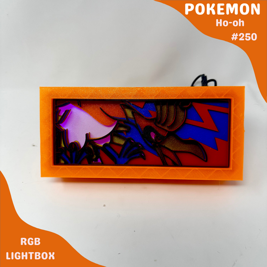 Ho-oh RGB Lightbox | LED Pokemon Lamp | Gaming Room Decor | Custom Legendary Bird Pokemon LED Sign | Geek Night Light | Vintage Pokemon