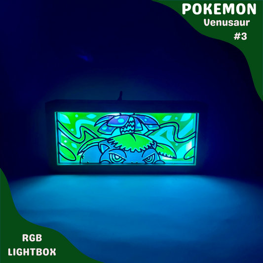 Venusaur RGB LED Lightbox | Grass Pokémon Lamp | Gaming Room Decor | Vintage-Inspired Pokémon LED Night Light | Custom Unique Pokémon Gift