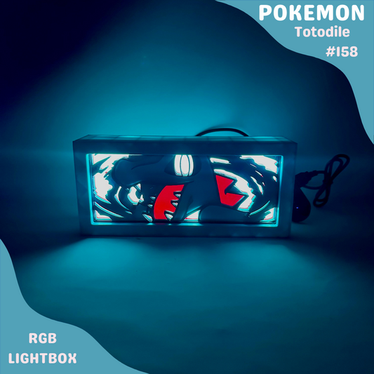 Totodile RGB LED Lightbox | Water Pokémon Lamp | Gaming Room Decor | Vintage-Inspired Pokémon LED Night Light | Custom Unique Pokémon Gift