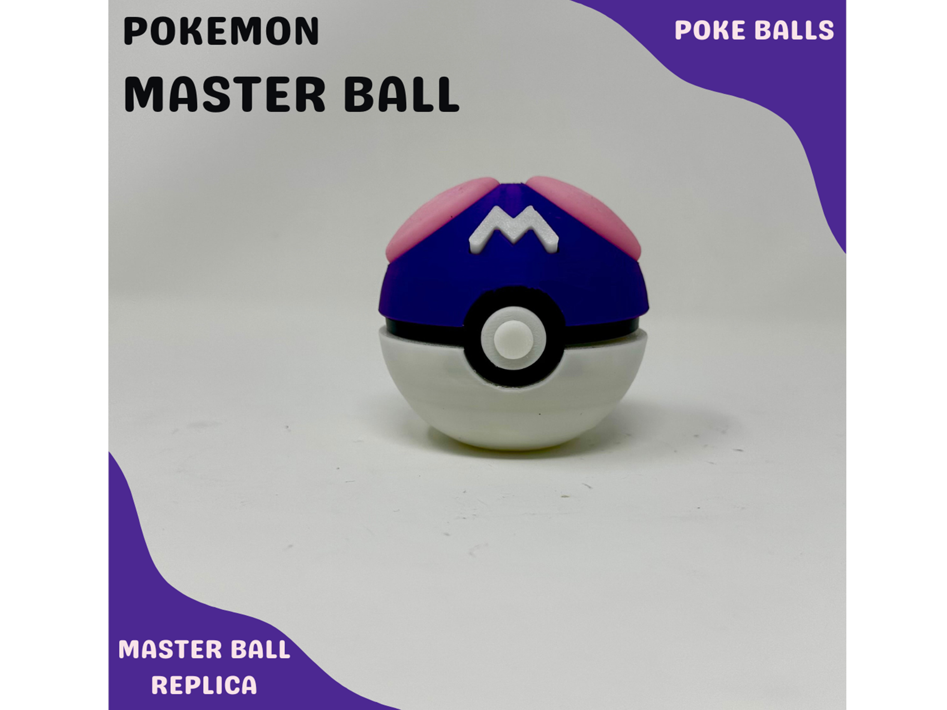 Master Ball Pokemon Prop High-Quality Decorative Pokeball for Display and Cosplay Multiple sizes - PokePrinting