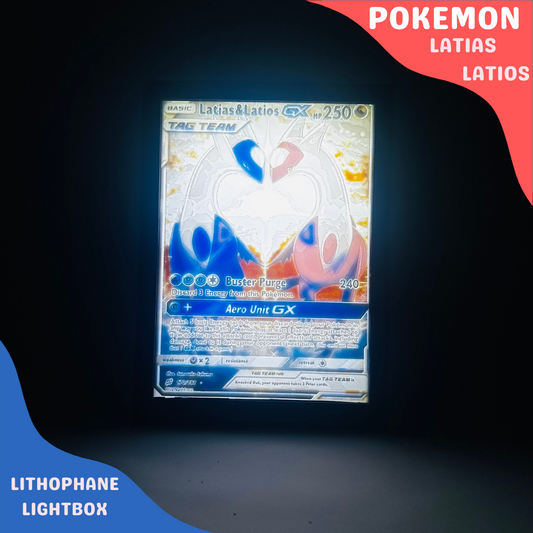 Latias Latios Tag Team Art Pokémon Lithophane Light Box – Unique 3D Printed Night Light Gift for Pokémon Fans & Collectors - PokePrinting