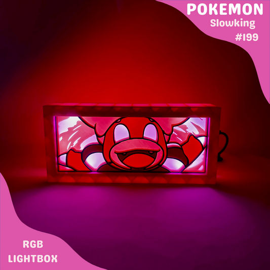 Slowking RGB LED Lightbox | Water Pokémon Lamp | Gaming Room Decor | Vintage-Inspired Pokémon LED Night Light | Custom Unique Pokémon Gift