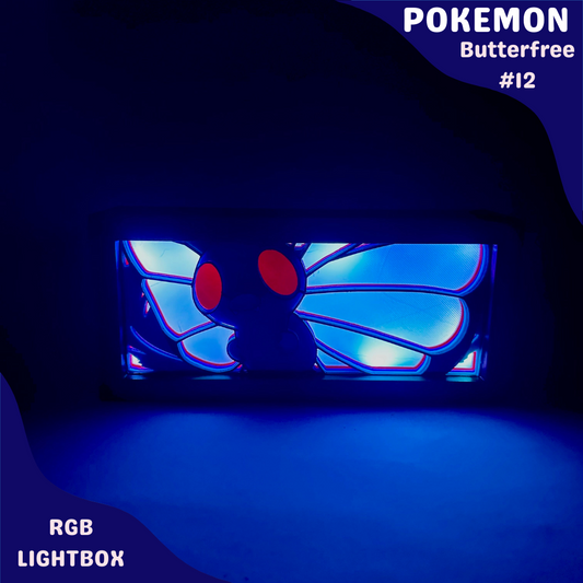 Butterfree RGB LED Lightbox | Fairy Pokémon Lamp | Gaming Room Decor | Vintage-Inspired Pokémon LED Night Light | Custom Unique Pokémon Gift