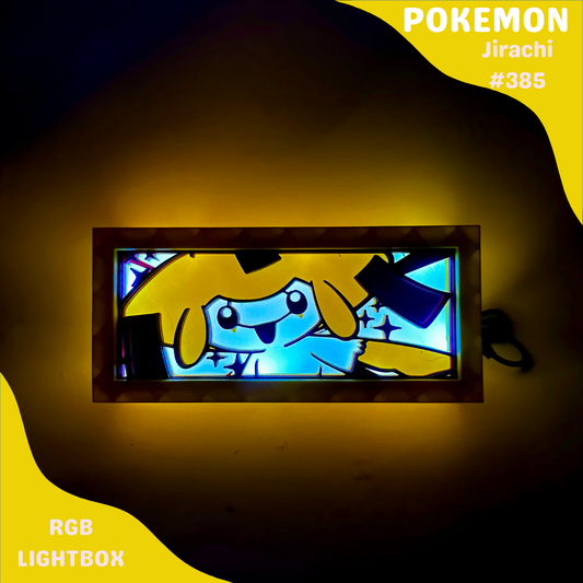 Jirachi RGB LED Lightbox | Legendary Pokémon Lamp | Gaming Room Decor | Vintage-Inspired Pokémon LED Night Light | Custom Unique Pokémon Gift