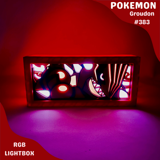 Groudon RGB LED Lightbox | Fire Pokémon Lamp | Gaming Room Decor | Vintage-Inspired Pokémon LED Night Light | Custom Unique Pokémon Gift