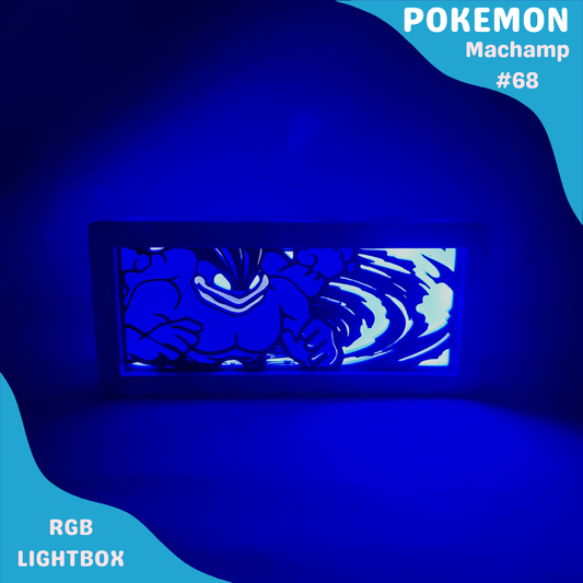 Machamp RGB LED Lightbox | Fighting Pokémon Lamp | Gaming Room Decor | Vintage-Inspired Pokémon LED Night Light | Custom Unique Pokémon Gift