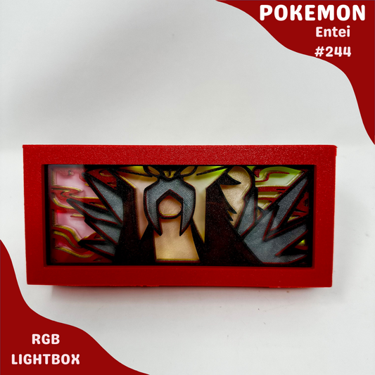 Entei RGB LED Lightbox | Fire Pokémon Lamp | Gaming Room Decor | Vintage-Inspired Pokémon LED Night Light | Custom Unique Pokémon Gift