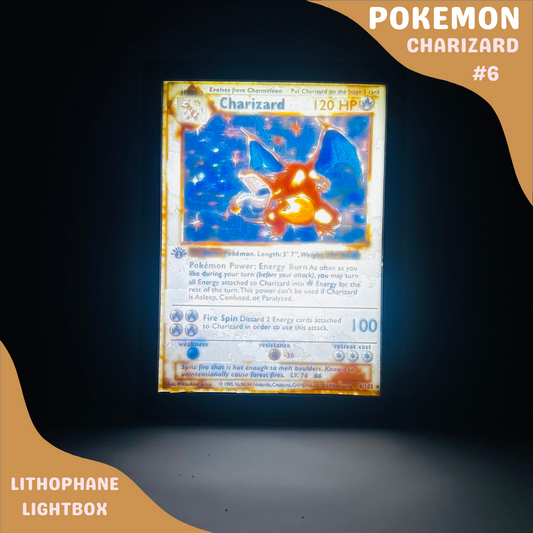 Charizard Vintage Pokémon Lithophane Light Box – Unique 3D Printed Night Light Gift for Pokémon Fans & Collectors - PokePrinting